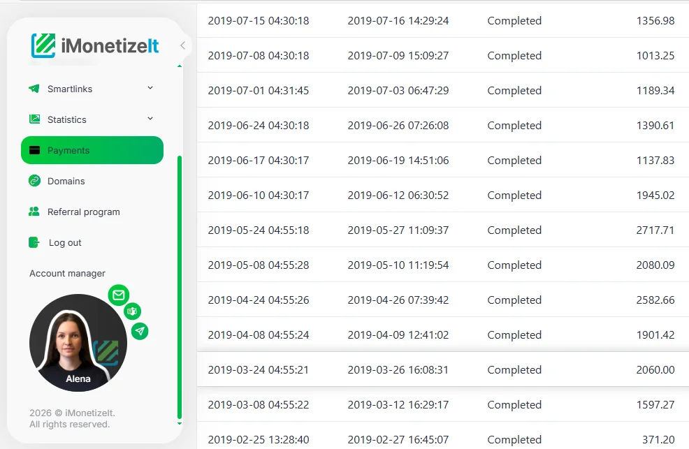 Affiliate Marketing Invoice Screenshot 2